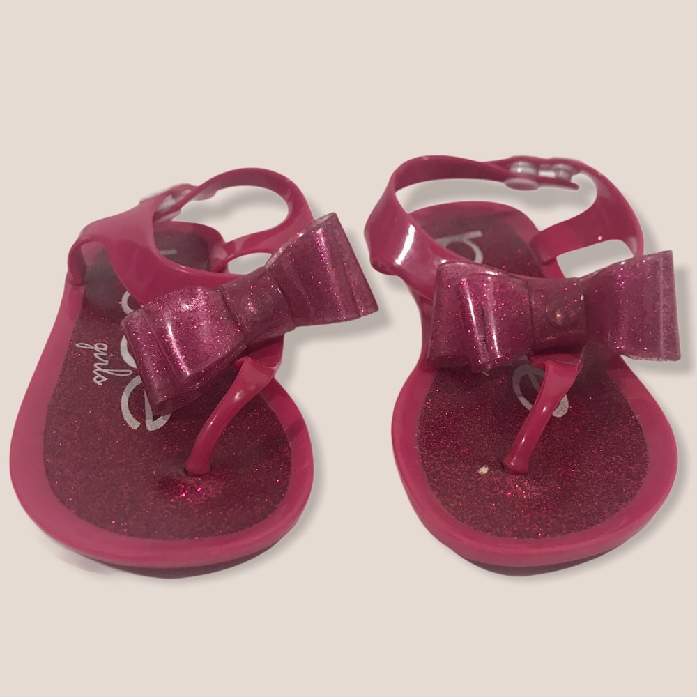 Toddler Jelly Sandals With Glitter Bow + Footbed